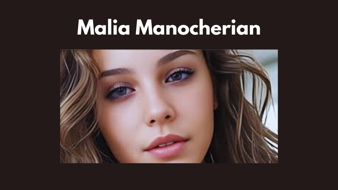 Malia Manocherian headshot portrait with highlighted brown hair and natural makeup on dark background