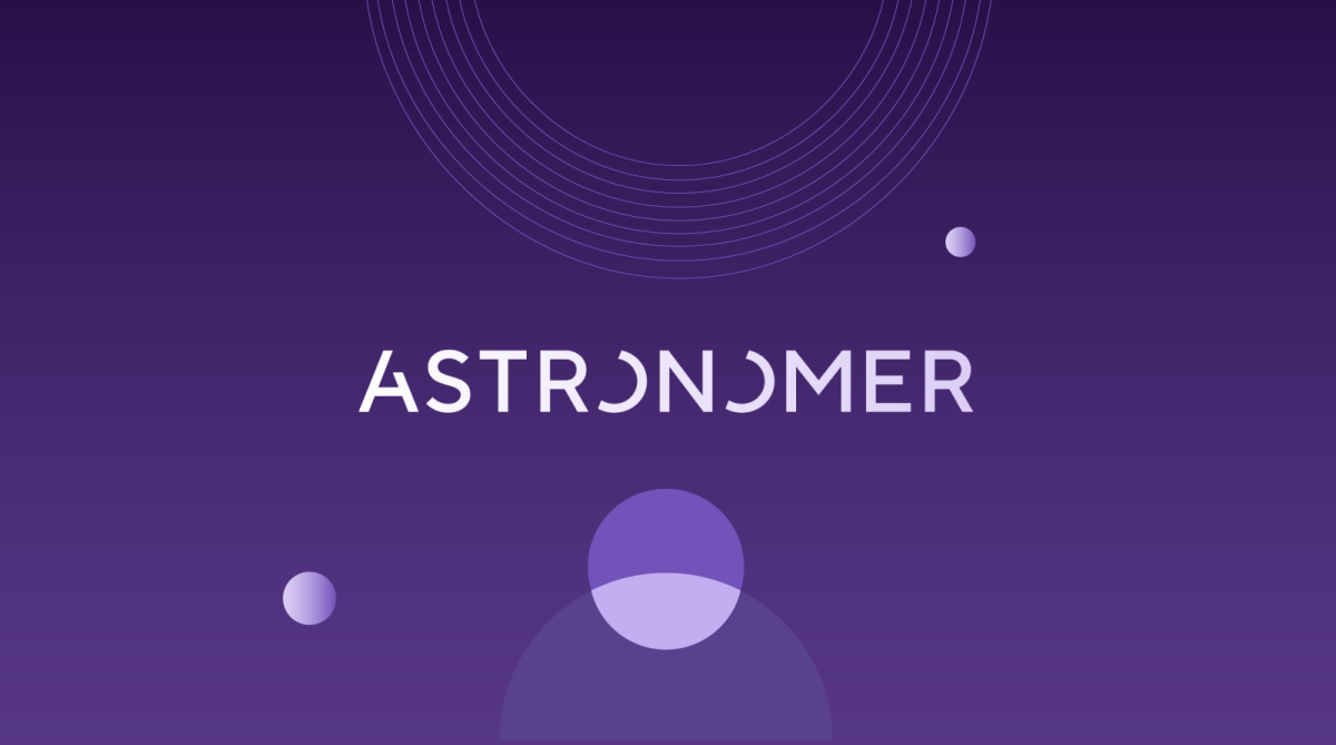  The official Astronomer brand logo in white text on a deep purple gradient background with cosmic circle and planet design elements, representing the data engineering company led by CEO Andy Byron whose leadership has significantly shaped Andy Byron net worth and professional legacy.