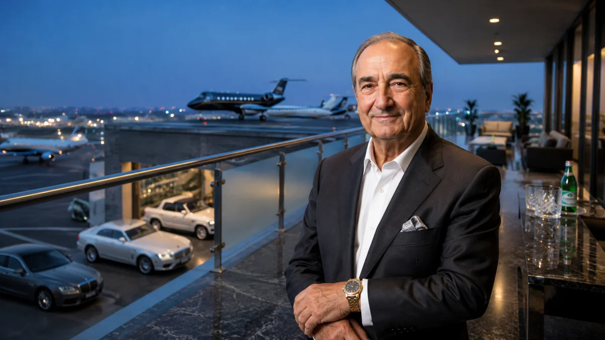 Don Baskin in a luxury penthouse with private jet and cars representing Don Baskin Net Worth
