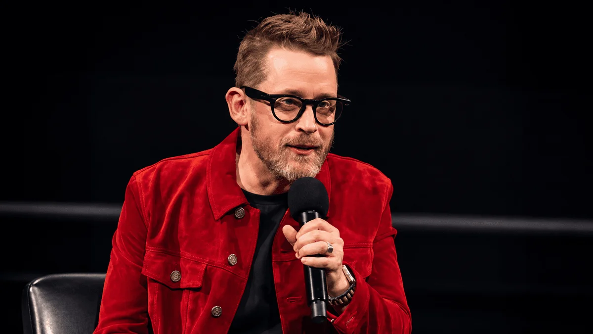 Actor Macaulay Culkin appearing at a 2026 event, representing the enduring Macaulay Culkin net worth sustained by "Home Alone" residuals and his role in the "Fallout" series.