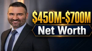 Professional image of businessman with $450M-$700M Net Worth text representing Misha Ezratti Net Worth