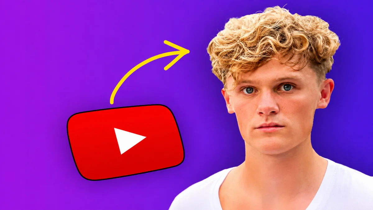 Ryan Trahan posing beside a YouTube logo in a colorful background representing Ryan Trahan Net Worth and YouTube career success