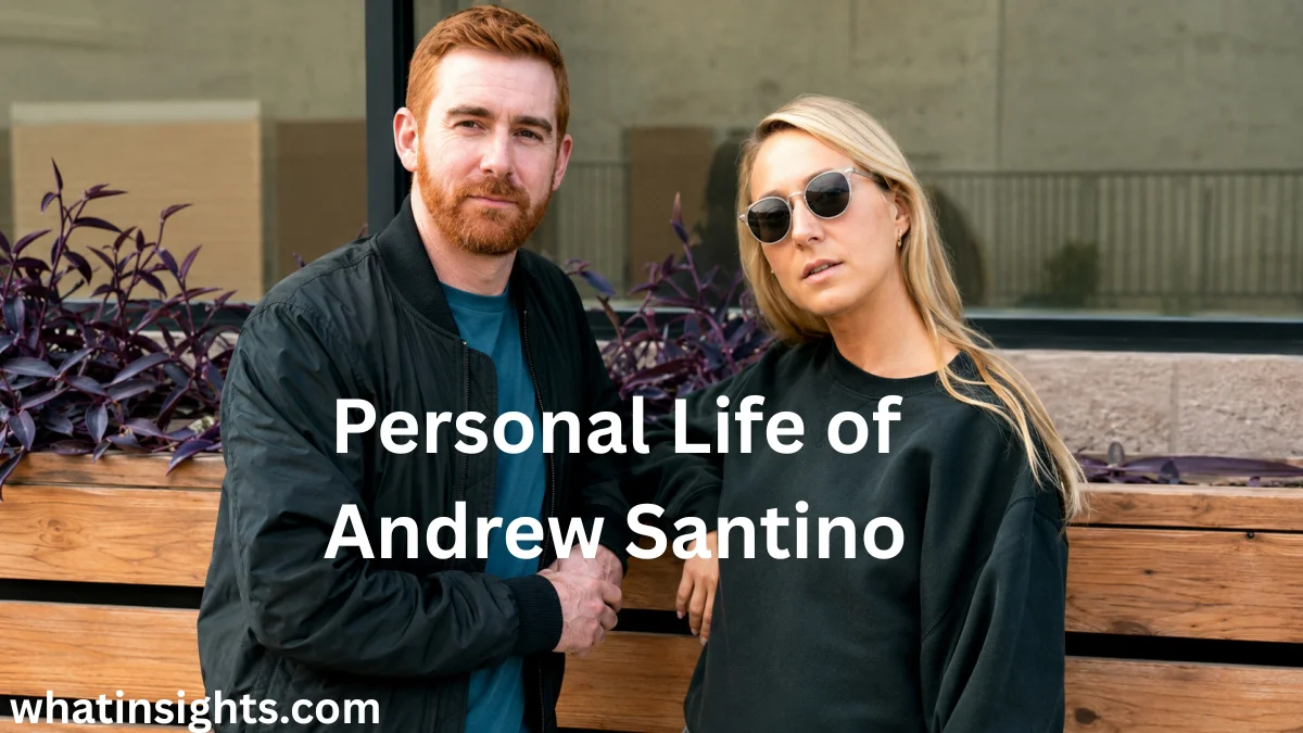 Comedian Andrew Santino posing outdoors with his wife, highlighting discussions around the personal life and Andrew Santino Net Worth.
