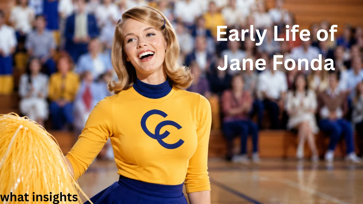 Early Life of Jane Fonda Net Worth showing young energetic cheerleader-style scene representing Jane Fonda’s early life, confidence, and career beginnings.
