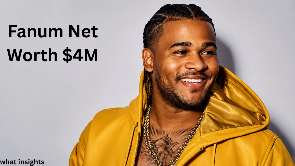Smiling portrait of Fanum wearing a yellow jacket with gold chains, highlighting Fanum Net Worth $4M.