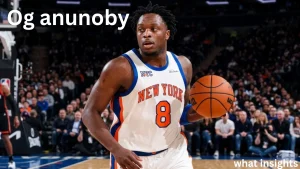 og anunoby dribbling the basketball for the New York Knicks during an NBA game, highlighting his athletic performance and contribution on the court.