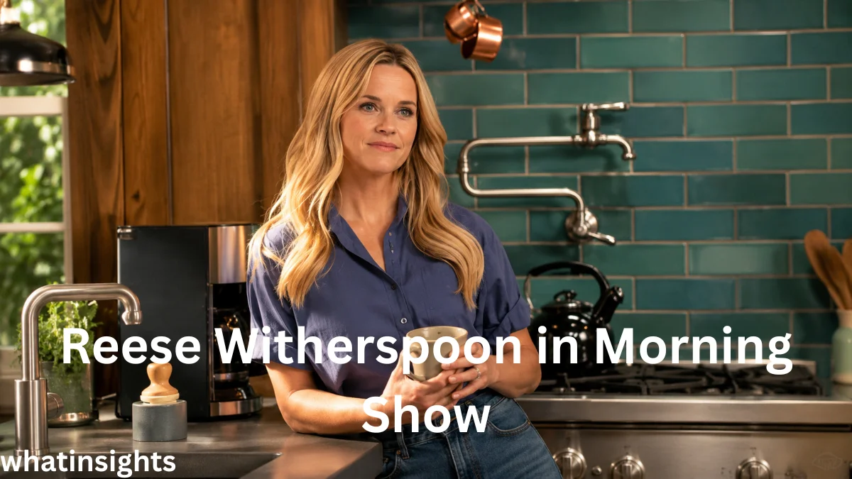 Reese Witherspoon Net Worth and television success showcased as the actress appears in a kitchen scene from The Morning Show